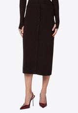 Victoria Beckham Midi Skirt in Wool-Blend Chocolate 1325KSK006604AWO/R_VIBEC-DC
