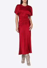 Victoria Beckham Midi Dress with Gathered-Waist Red 1325WDR005227DSI/R_VIBEC-RO