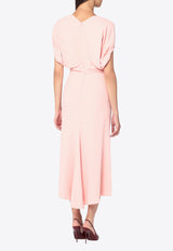 Victoria Beckham V-neck Midi Satin Dress Pink 1325WDR006381AVI_VIBEC-AP