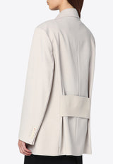 Victoria Beckham Wool-Blend Double-Breasted Blazer Gray 1325WJK006442AWO/R_VIBEC-PU