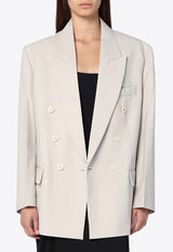 Victoria Beckham Wool-Blend Double-Breasted Blazer Gray 1325WJK006442AWO/R_VIBEC-PU