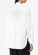 Victoria Beckham Pleated Plastron Long-Sleeved Shirt White 1325WSH006461ACO/R_VIBEC-WHT