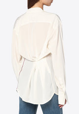 Victoria Beckham Draped Asymmetric Silk Blouse Ivory 1325WSH006594ASI/R_VIBEC-IV