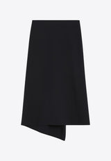 Victoria Beckham Asymmetric Midi Skirt in Wool-Blend Navy 1325WSK006591CWO/R_VIBEC-NA