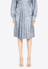 Salvatore Ferragamo Printed Silk Knee-Length Skirt Blue 13A890 S 759460 FONDO CORN