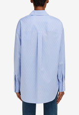 Ferragamo Logo Monogram Long-Sleeved Shirt 13G780 C 781857 OXFORD BLUE