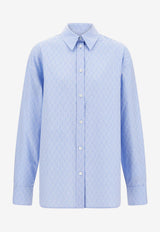 Ferragamo Logo Monogram Long-Sleeved Shirt 13G780 C 781857 OXFORD BLUE