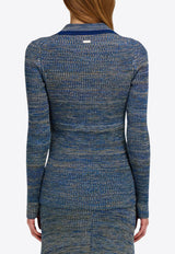 Ferragamo V-neck Knitted Polo Sweater Blue 13H166 E 786029 TONIKLEINBLUEMULT