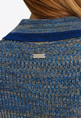 Ferragamo V-neck Knitted Polo Sweater Blue 13H166 E 786029 TONIKLEINBLUEMULT