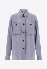 Ferragamo Long Sleeved Button-Up Silk Shirt Gray 13H210 C 785704 FOG GRAY