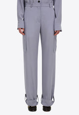 Ferragamo Straight-Leg Silk Cargo Pants Gray 13H216 P 784714 FOG GRAY