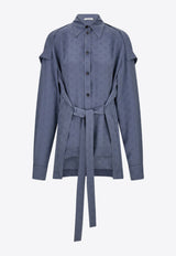 Ferragamo All-Over Monogram Button-Up Shirt Graphite 13H313 C 785406 GRAPHITE