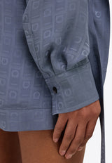 Ferragamo All-Over Monogram Button-Up Shirt Graphite 13H313 C 785406 GRAPHITE