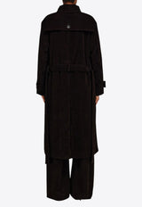 Ferragamo Double-Breasted Corduroy Trench Coat Dark Brown 13H371 T 785022 DARK EXPRESSO