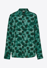 Ferragamo Graphic Print Button-Up Shirt Green 13H413 C 785692 MOSS