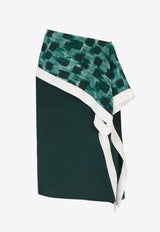 Ferragamo Graphic Print Asymmetric Skirt Green 13H427 S 785844 MOSS