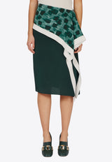 Ferragamo Graphic Print Asymmetric Skirt Green 13H427 S 785844 MOSS