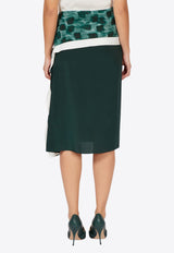 Ferragamo Graphic Print Asymmetric Skirt Green 13H427 S 785844 MOSS