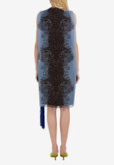 Ferragamo Printed Silk Dress with Flower Inlay Multicolor 13I357 A 793476 WASHED DENIM/EXPRESSO