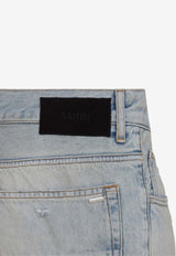 Amiri Ripped Overwashed Straight-Leg Jeans Blue