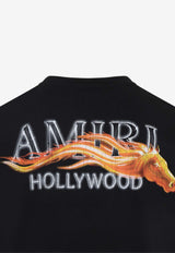 Amiri Hollywood Horse-Printed Crewneck T-shirt Black