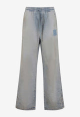 Amiri Elastic-Waist Relaxed Jeans with Logo-Patch Blue