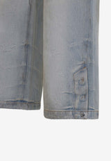 Amiri Elastic-Waist Relaxed Jeans with Logo-Patch Blue