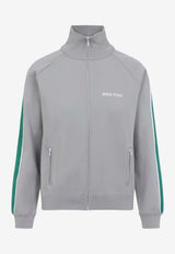 Miu Miu Zip-Up Sweatshirt with Embroidered-Logo Gray