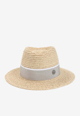 Maison Michel Andre Hat with Logo-Plaque Natural