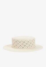 Maison Michel Kiki Hat with Logo-Plaque White