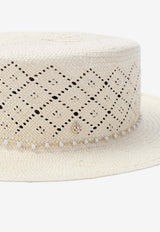 Maison Michel Kiki Hat with Logo-Plaque White
