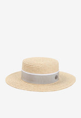 Maison Michel Kiki Hat with Logo-Plaque Natural