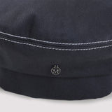 Maison Michel Beret with Bow and Metal-Logo Navy