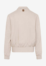 Amiri Striped Jacket with Embroidered-Logo Ivory