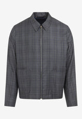 Prince-of-Wales Zip-Up Jacket in Wool