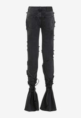 جينز بأربطة بخصر منخفض