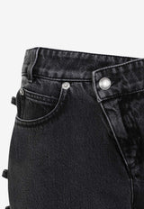 جينز بأربطة بخصر منخفض