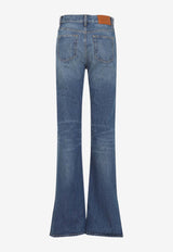 Logo Patch High-Waist Faded Jeans