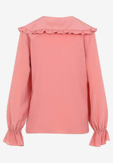Crepe De Chine Ruffled Blouse