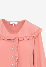 Crepe De Chine Ruffled Blouse