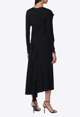 Victoria Beckham Draped Midi Dress Black 1425WDR006963AVI/R_VIBEC-BLK