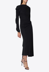Victoria Beckham Draped Midi Dress Black 1425WDR006963AVI/R_VIBEC-BLK