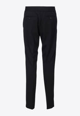 Salvatore Ferragamo Wool-Blend Slim Track Pants Black 143342 P 735867 BLACK