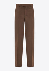 Ferragamo Tailored Straight-Leg Pants Brown 144274 P 787028 CONCRETE