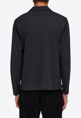 Ferragamo Logo Embroidered Long-Sleeved Polo T-shirt Gray 144741 H 786358 LEAD GREY