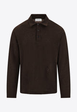 Ferragamo Logo Embroidered Long-Sleeved Polo T-shirt Brown 144741 H 786359 EXPRESSO