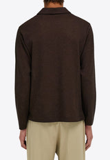 Ferragamo Logo Embroidered Long-Sleeved Polo T-shirt Brown 144741 H 786359 EXPRESSO