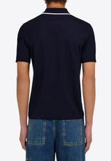 Ferragamo Logo Embroidered Hal-Zip Polo T-shirt Blue 144797 H 784281 NEW NAVY