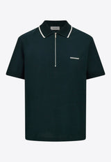 Ferragamo Half-Zip Polo T-shirt Dark Green 144797 H 786219 MOSS/WHITE
