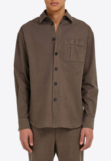 Ferragamo Oversized Button-Up Shirt Brown 144813 D 785060 CONCRETE